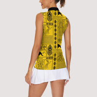 Papua New Guinea Heritage Motif Women Sleeveless Polo Shirt Yellow Version