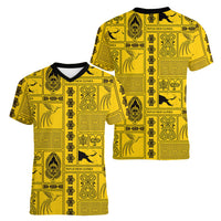 Papua New Guinea Heritage Motif Women V-Neck T-Shirt Yellow Version