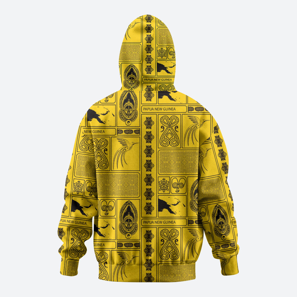 Papua New Guinea Heritage Motif Zip Hoodie Yellow Version