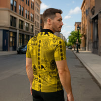Papua New Guinea Heritage Motif Zipper Polo Shirt Yellow Version