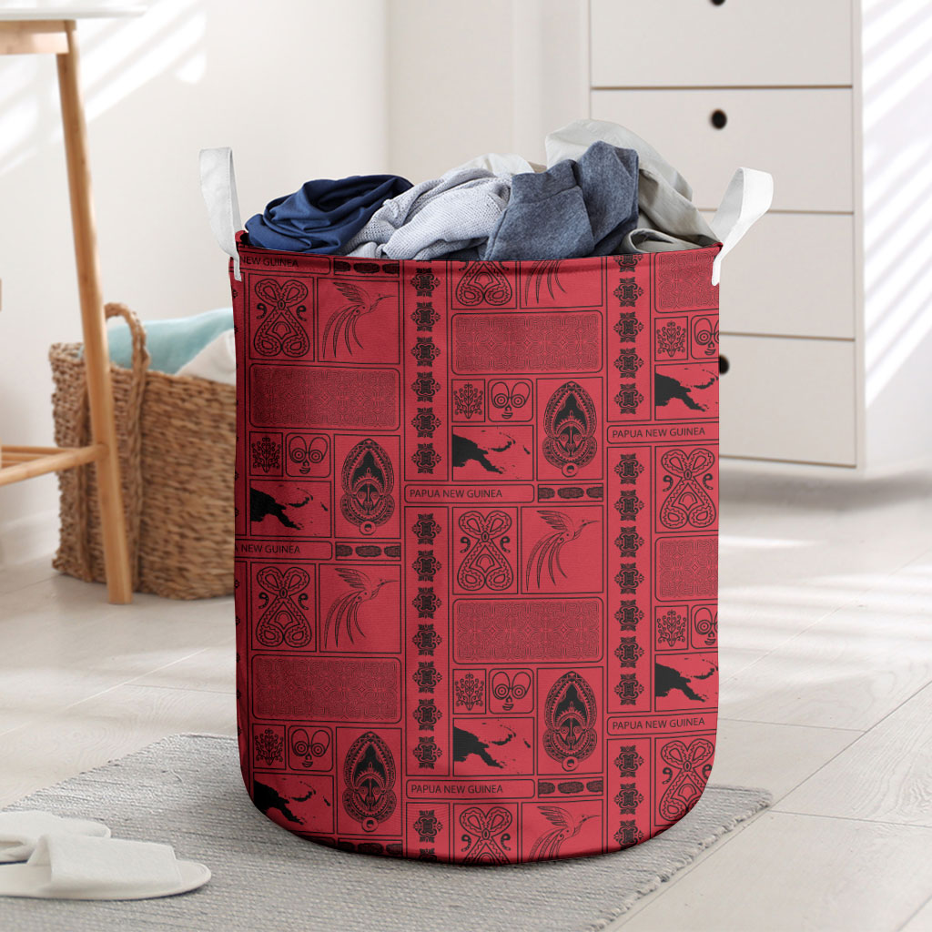 Papua New Guinea Heritage Motif Laundry Basket Red Version