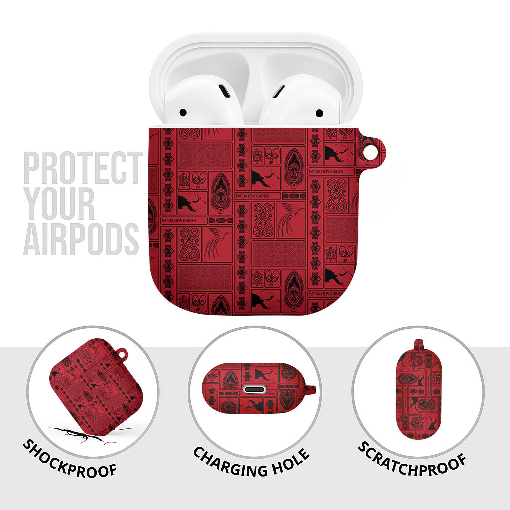 Papua New Guinea Heritage Motif AirPods Case Red Version