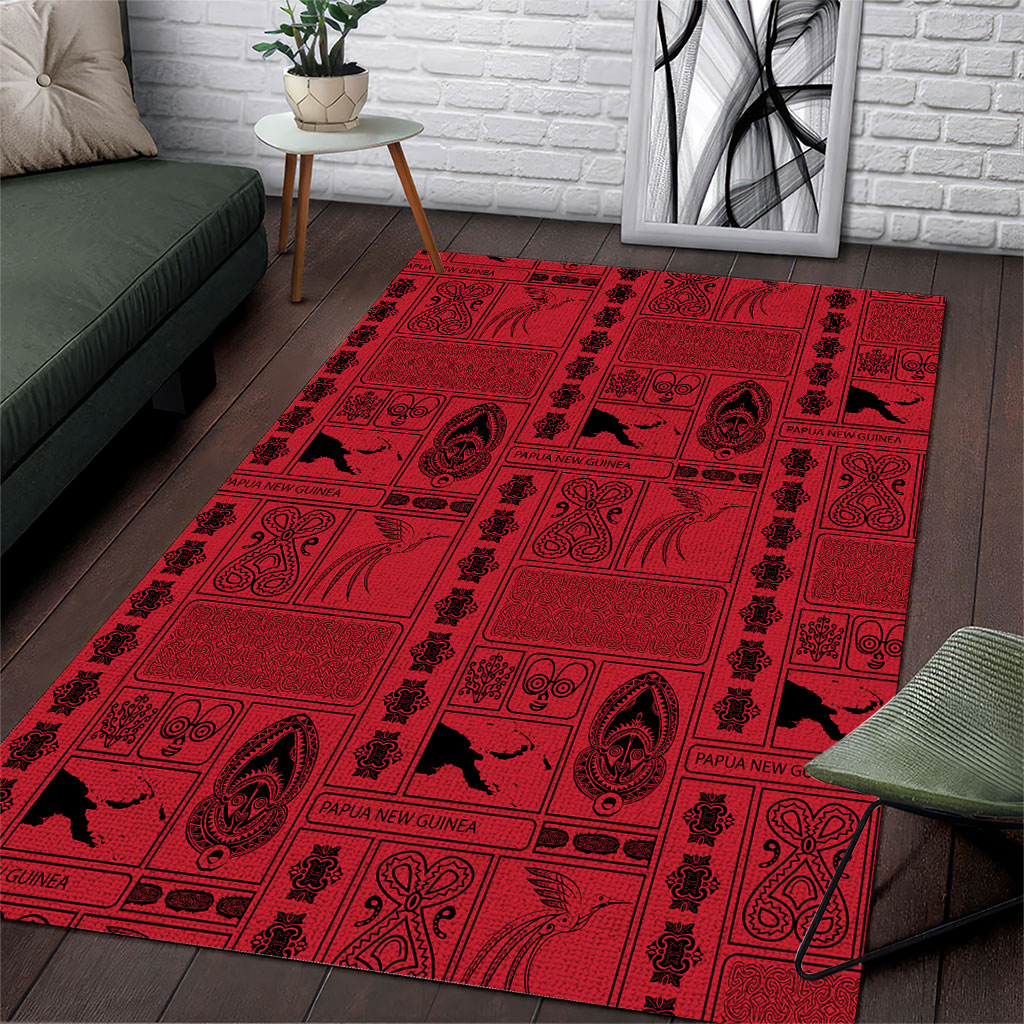 Papua New Guinea Heritage Motif Area Rug Red Version