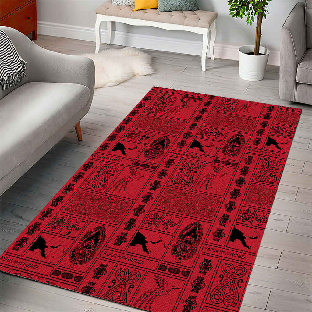 Papua New Guinea Heritage Motif Area Rug Red Version