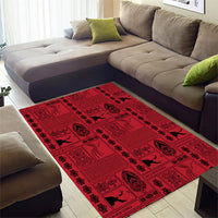 Papua New Guinea Heritage Motif Area Rug Red Version