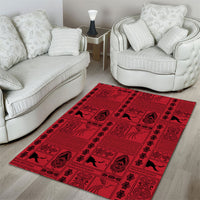 Papua New Guinea Heritage Motif Area Rug Red Version