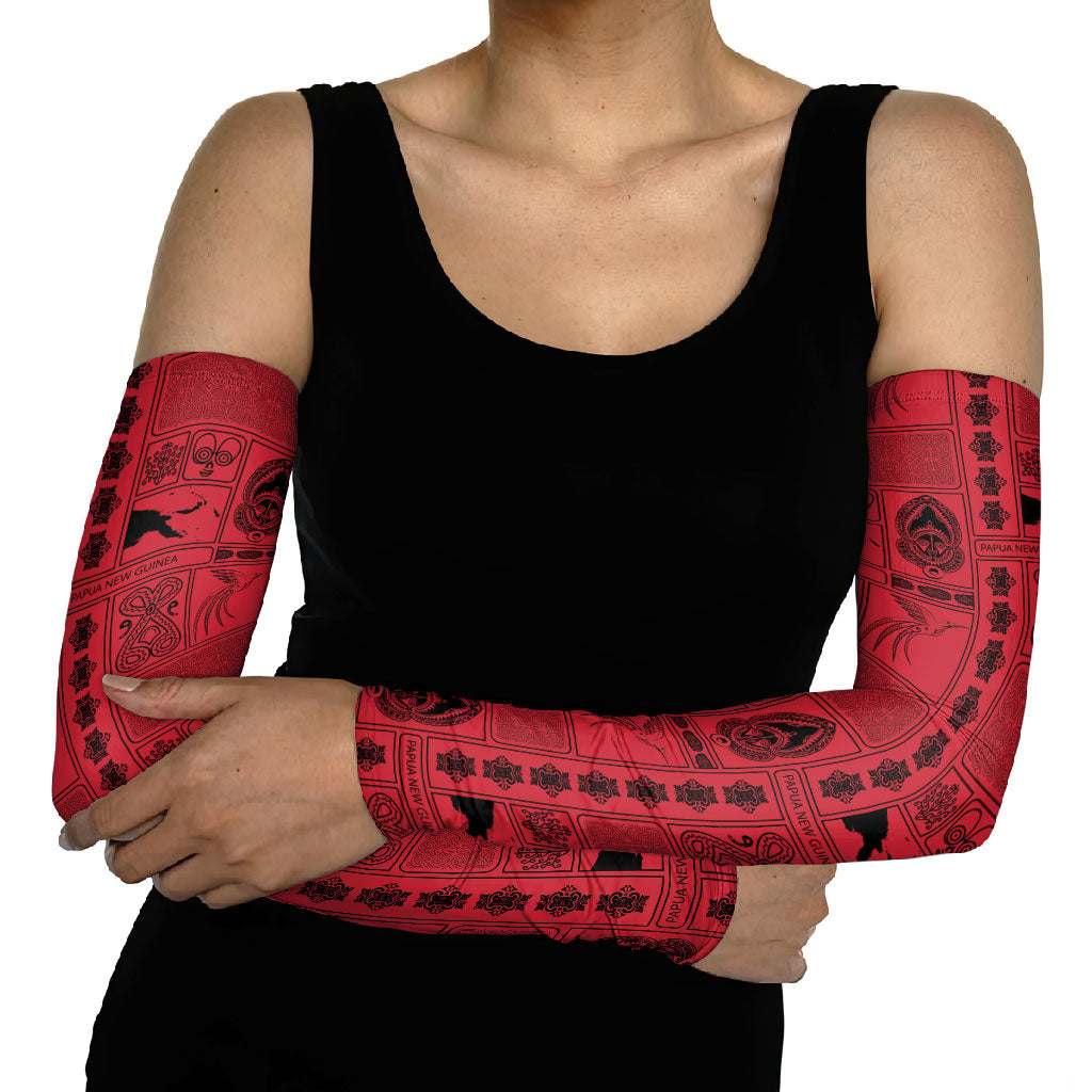 Papua New Guinea Heritage Motif Arm Sleeves Red Version