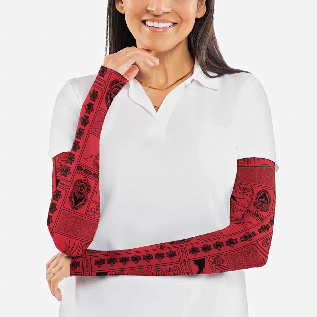 Papua New Guinea Heritage Motif Arm Sleeves Red Version