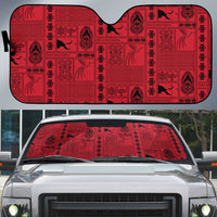 Papua New Guinea Heritage Motif Auto Sun Shade Red Version