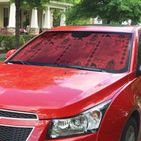Papua New Guinea Heritage Motif Auto Sun Shade Red Version