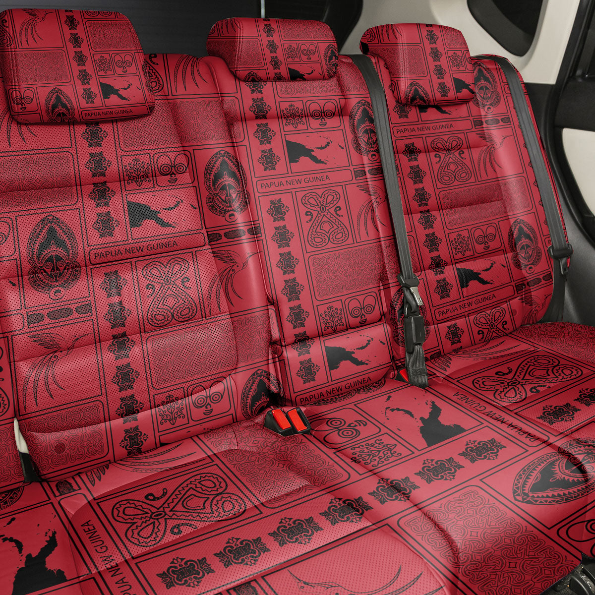 Papua New Guinea Heritage Motif Back Car Seat Cover Red Version