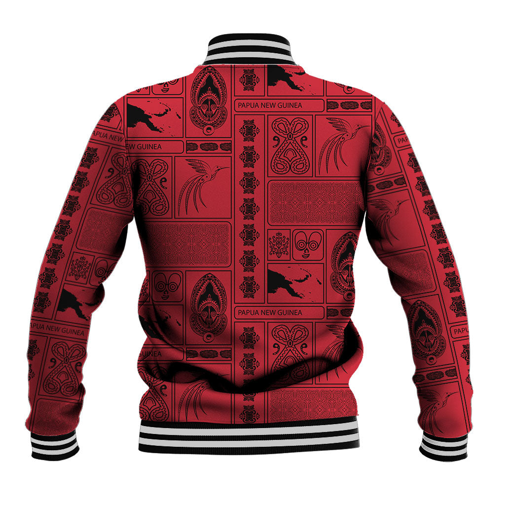 Papua New Guinea Heritage Motif Baseball Jacket Red Version
