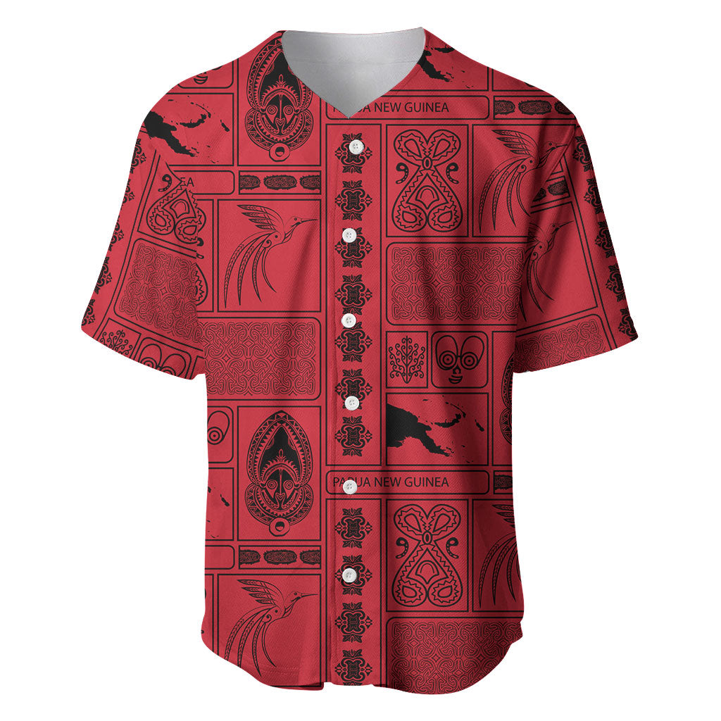 Papua New Guinea Heritage Motif Baseball Jersey Red Version