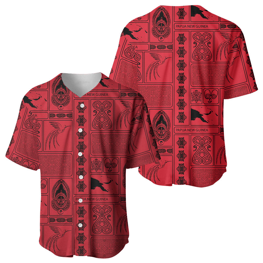 Papua New Guinea Heritage Motif Baseball Jersey Red Version