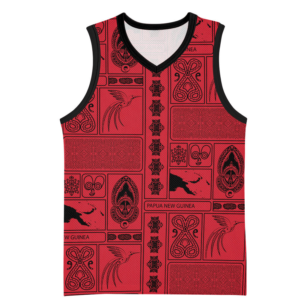 Papua New Guinea Heritage Motif Basketball Jersey Red Version