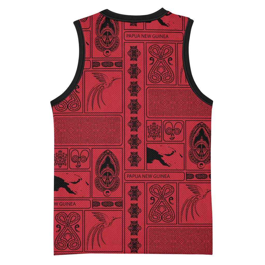 Papua New Guinea Heritage Motif Basketball Jersey Red Version