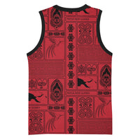 Papua New Guinea Heritage Motif Basketball Jersey Red Version