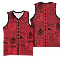 Papua New Guinea Heritage Motif Basketball Jersey Red Version