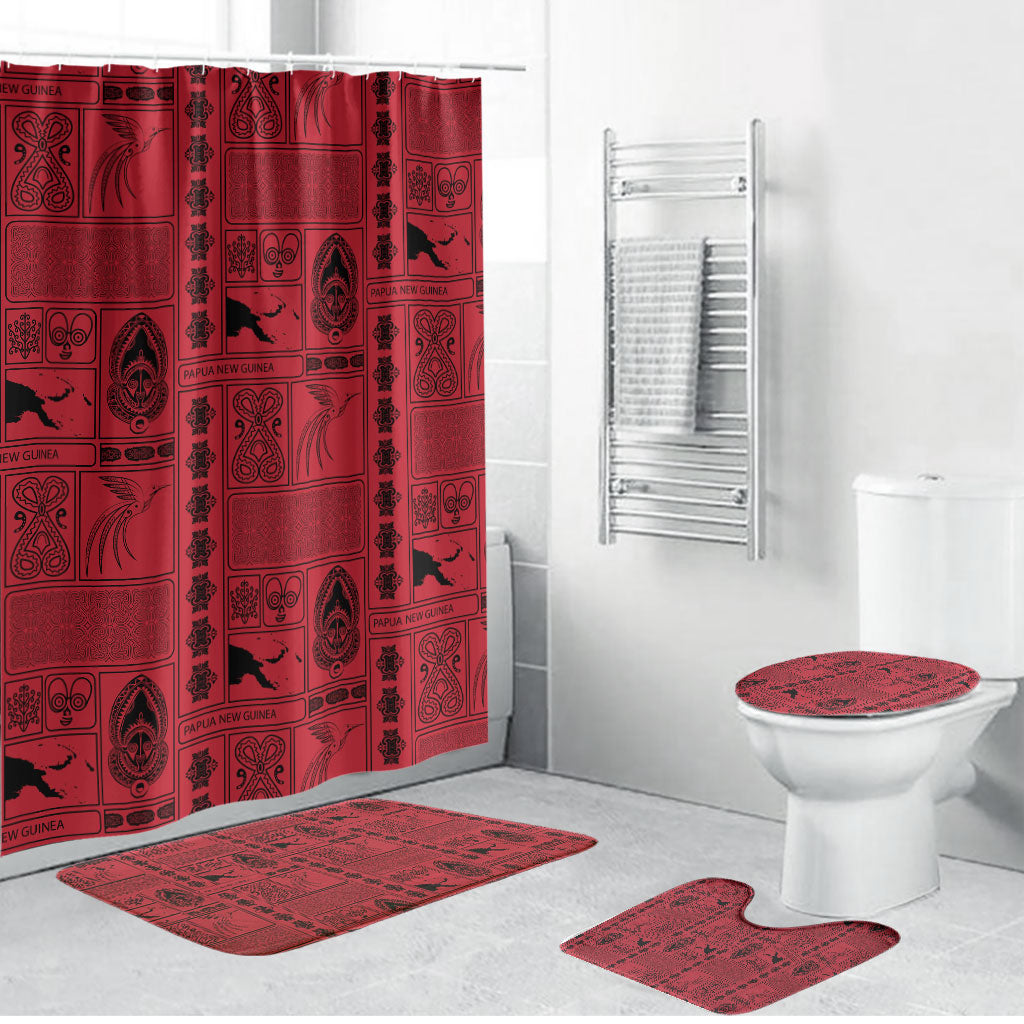 Papua New Guinea Heritage Motif Bathroom Set Red Version