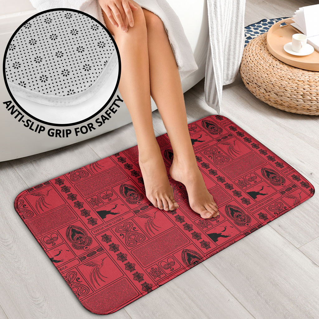 Papua New Guinea Heritage Motif Bathroom Set Red Version