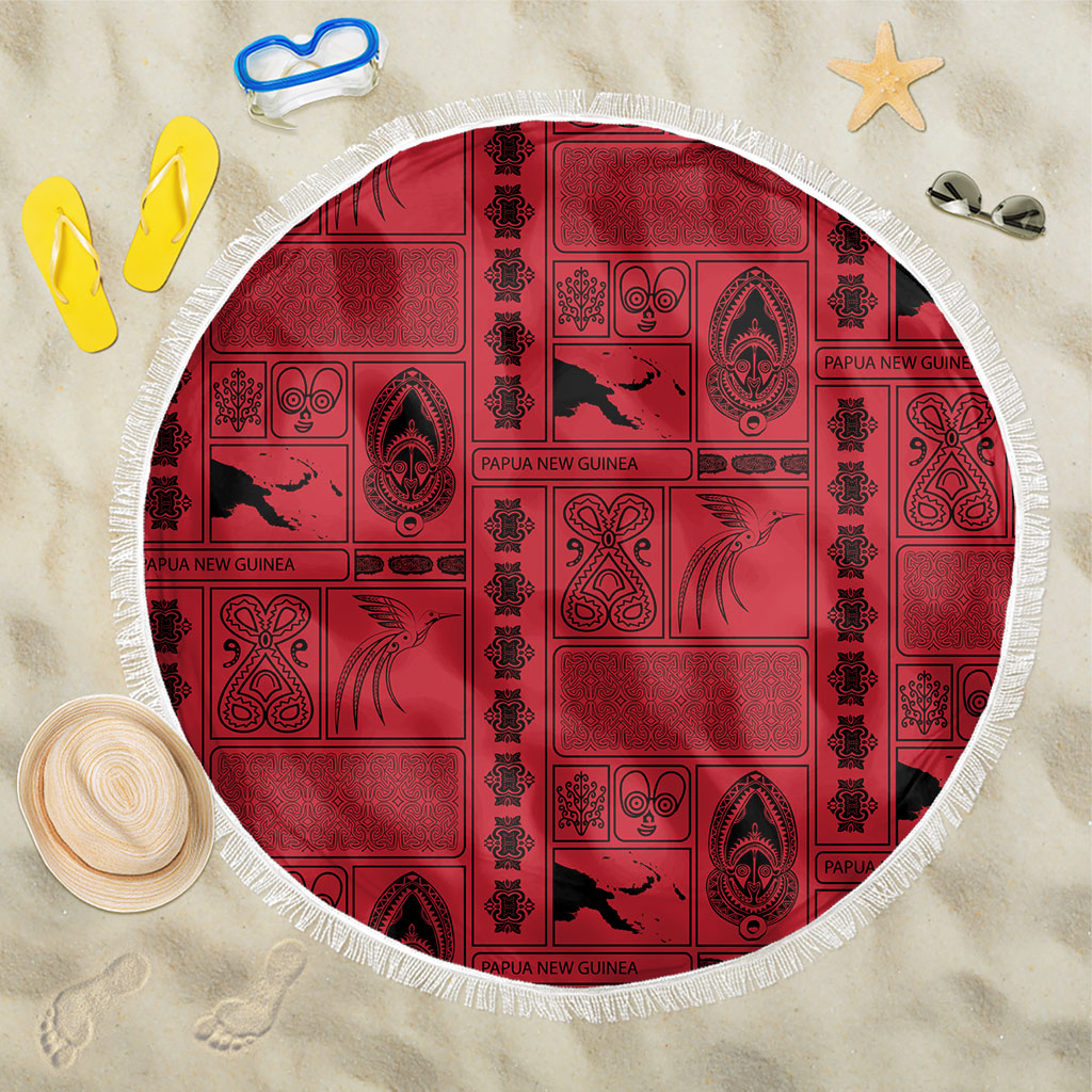 Papua New Guinea Heritage Motif Beach Blanket Red Version