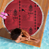 Papua New Guinea Heritage Motif Beach Blanket Red Version