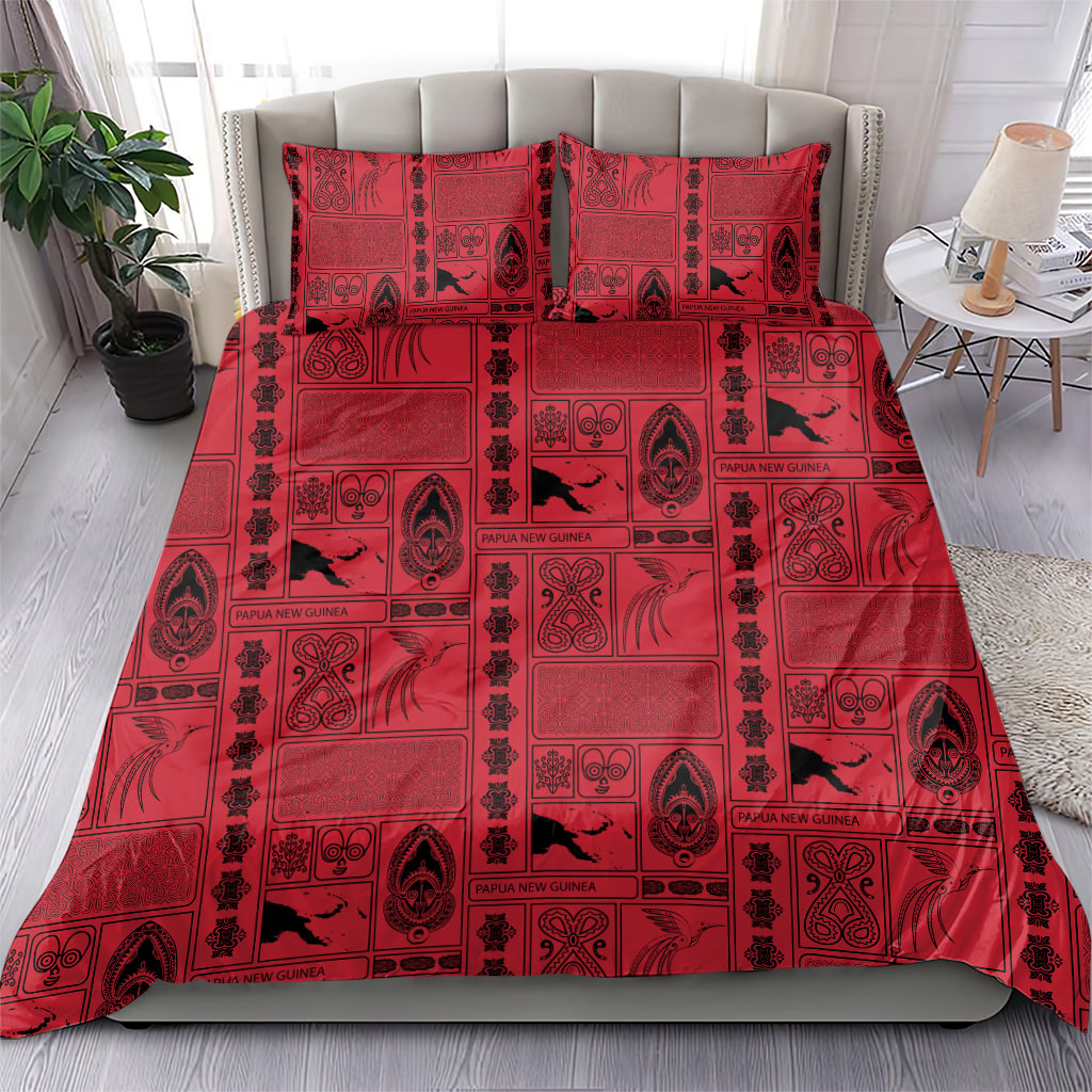 Papua New Guinea Heritage Motif Bedding Set Red Version