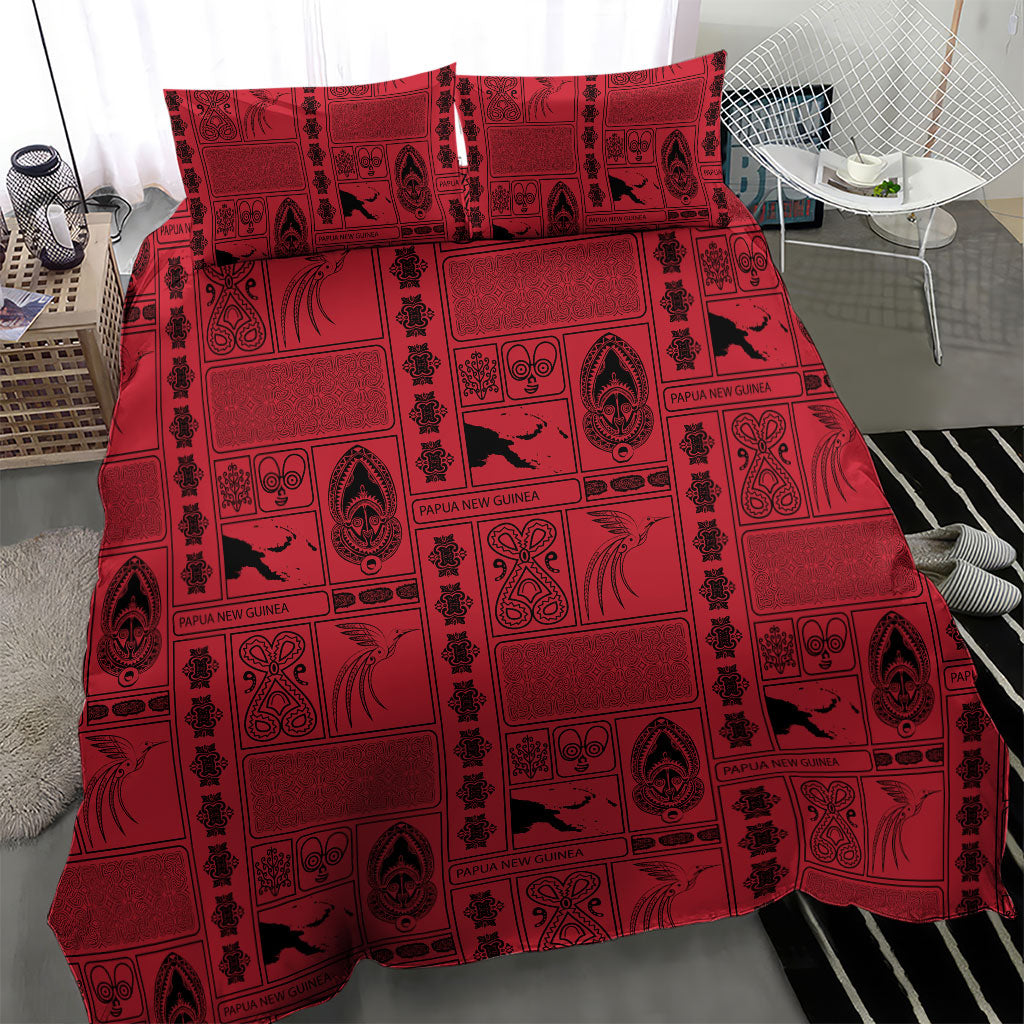Papua New Guinea Heritage Motif Bedding Set Red Version