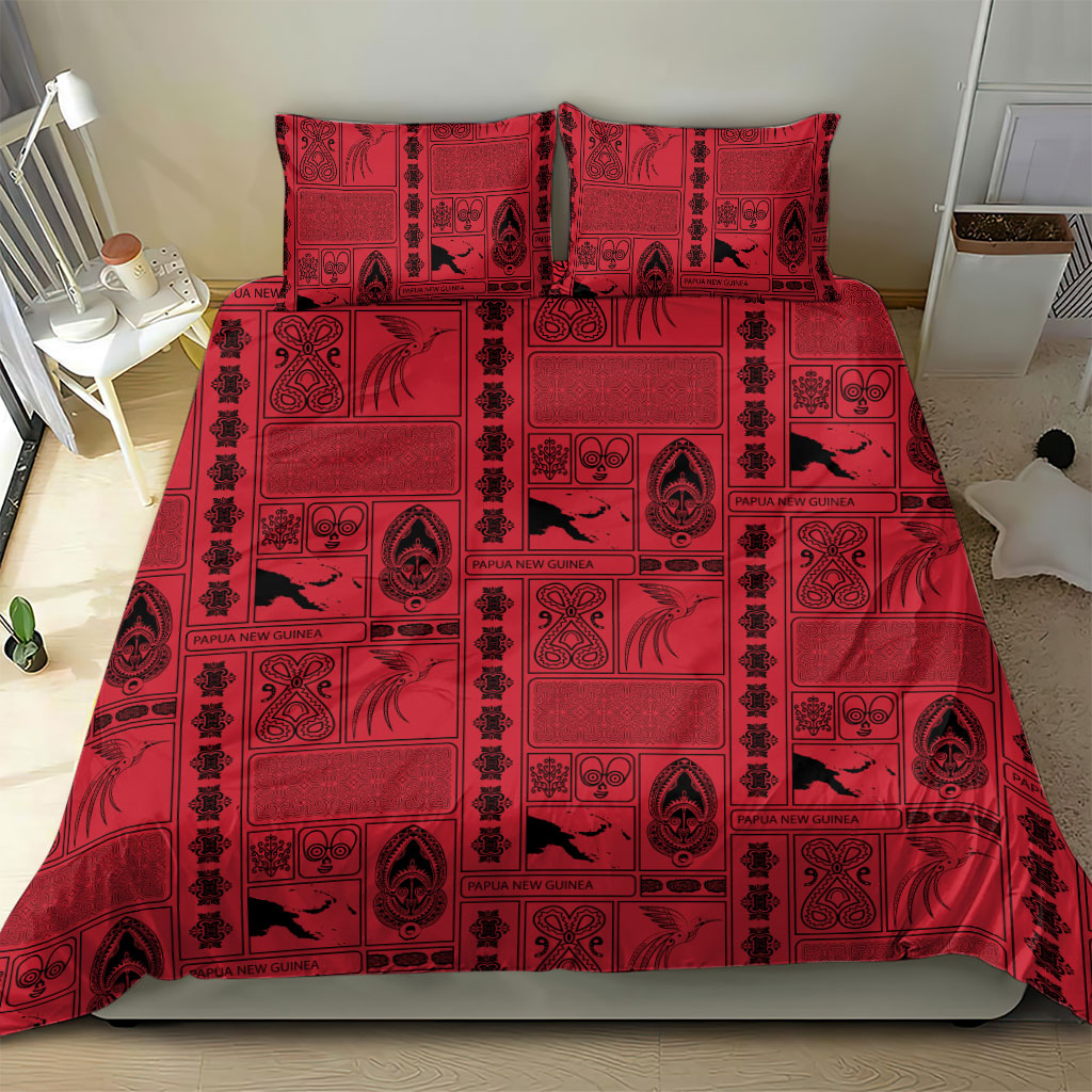 Papua New Guinea Heritage Motif Bedding Set Red Version