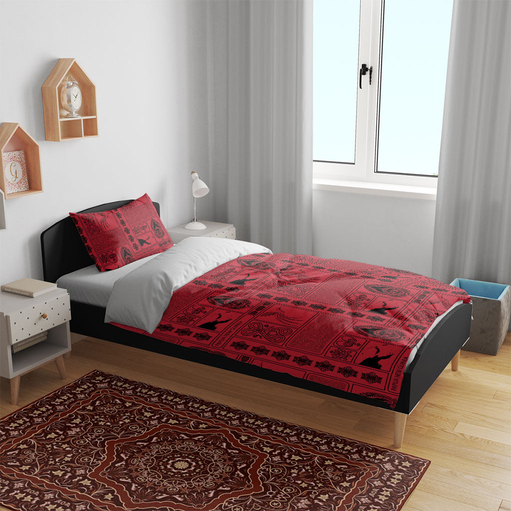 Papua New Guinea Heritage Motif Bedding Set Red Version