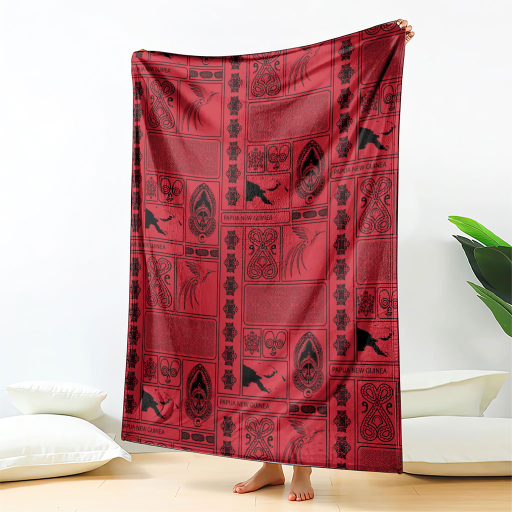 Papua New Guinea Heritage Motif Blanket Red Version