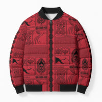 Papua New Guinea Heritage Motif Bomber Puffer Jacket Red Version