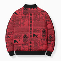 Papua New Guinea Heritage Motif Bomber Puffer Jacket Red Version
