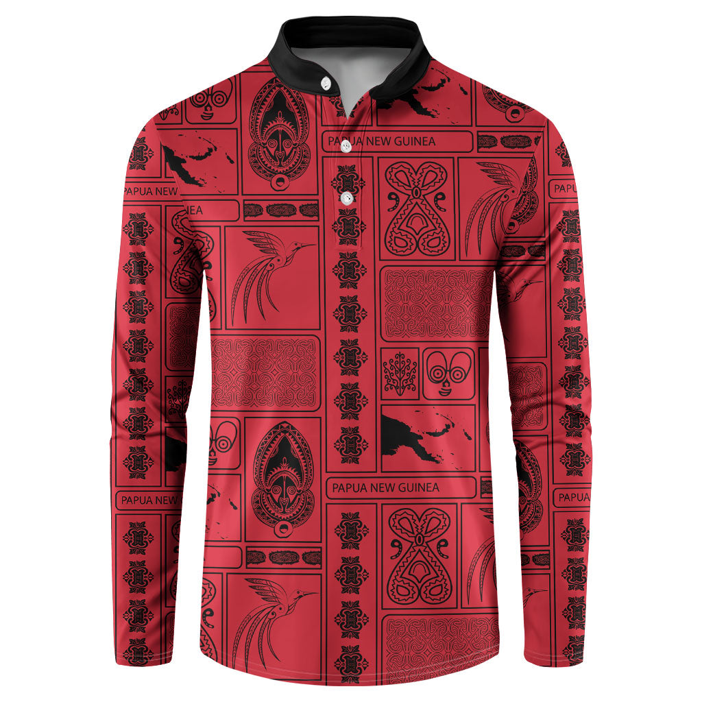 Papua New Guinea Heritage Motif Button Sweatshirt Red Version