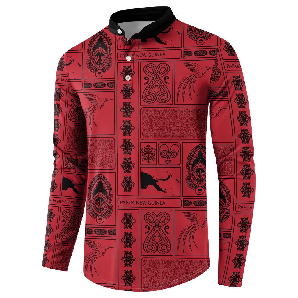 Papua New Guinea Heritage Motif Button Sweatshirt Red Version