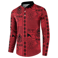 Papua New Guinea Heritage Motif Button Sweatshirt Red Version