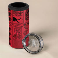 Papua New Guinea Heritage Motif 4 in 1 Can Cooler Tumbler Red Version