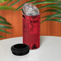 Papua New Guinea Heritage Motif 4 in 1 Can Cooler Tumbler Red Version