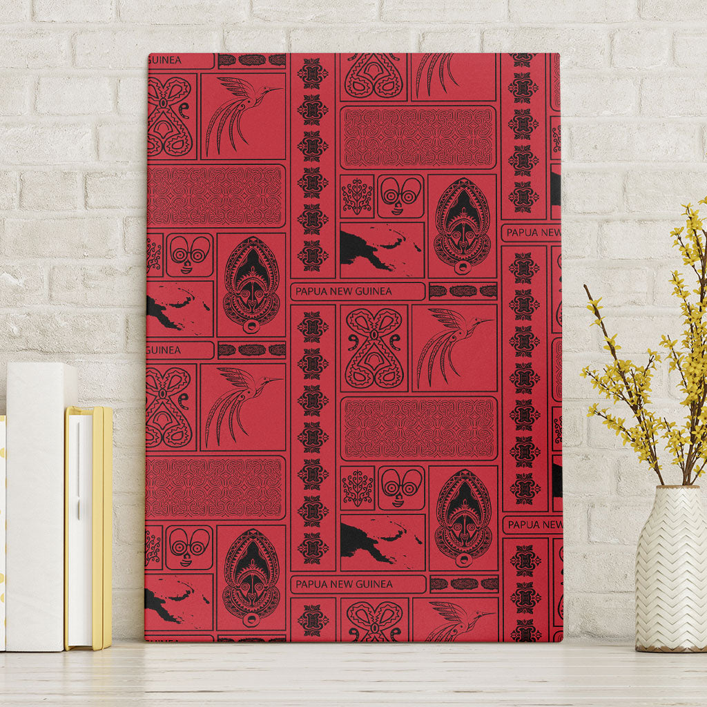Papua New Guinea Heritage Motif Canvas Wall Art Red Version