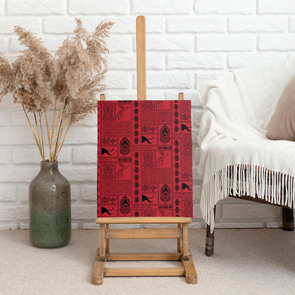 Papua New Guinea Heritage Motif Canvas Wall Art Red Version