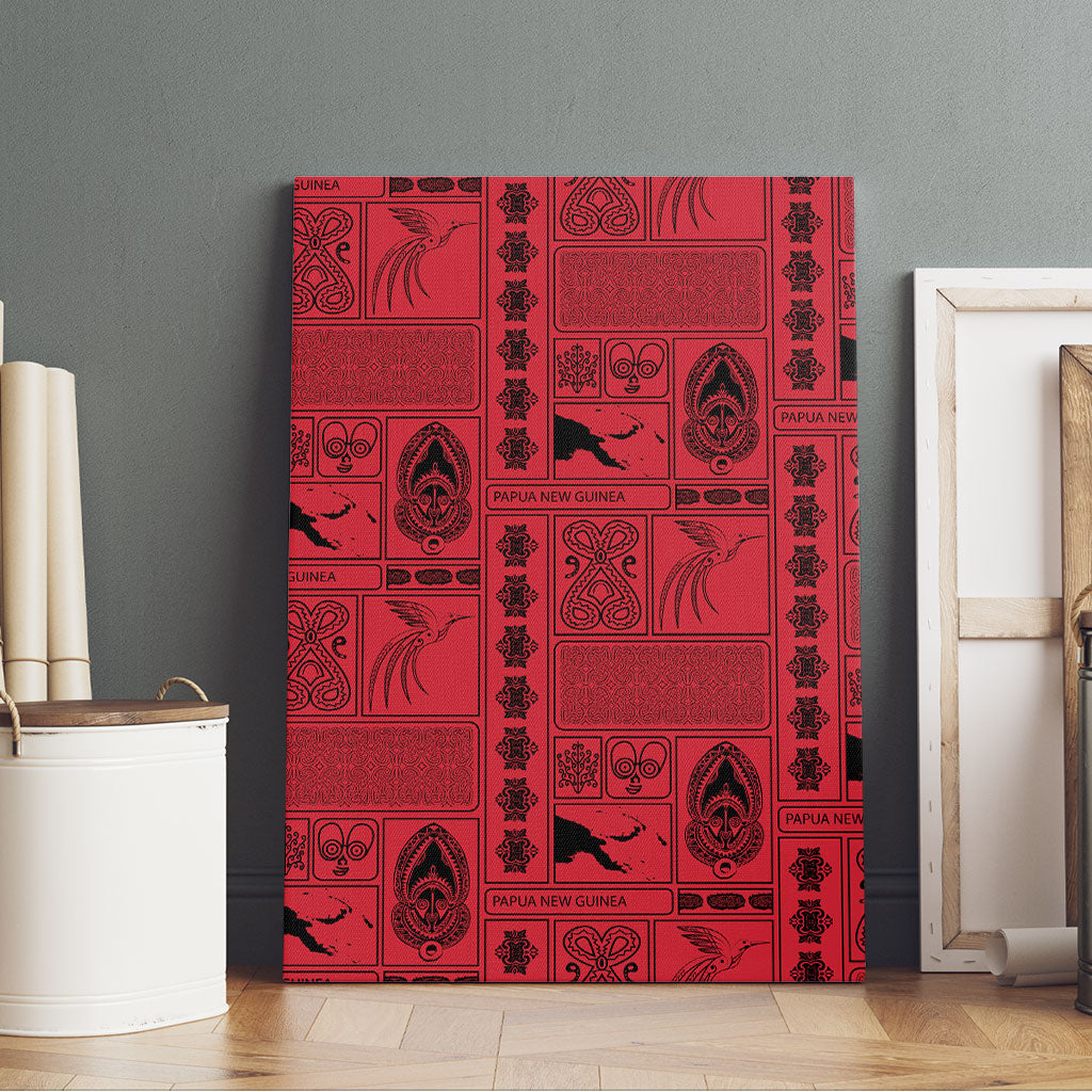 Papua New Guinea Heritage Motif Canvas Wall Art Red Version
