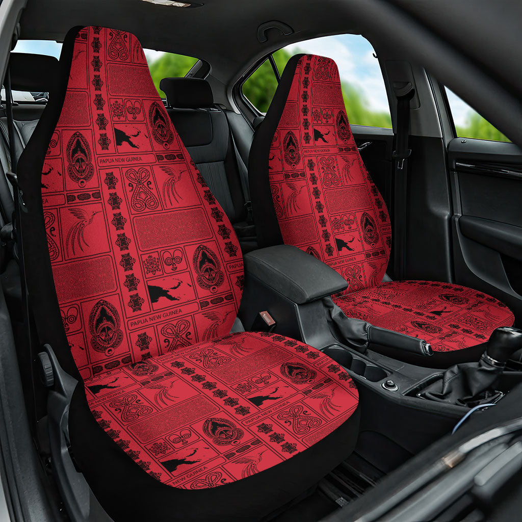 Papua New Guinea Heritage Motif Car Seat Cover Red Version