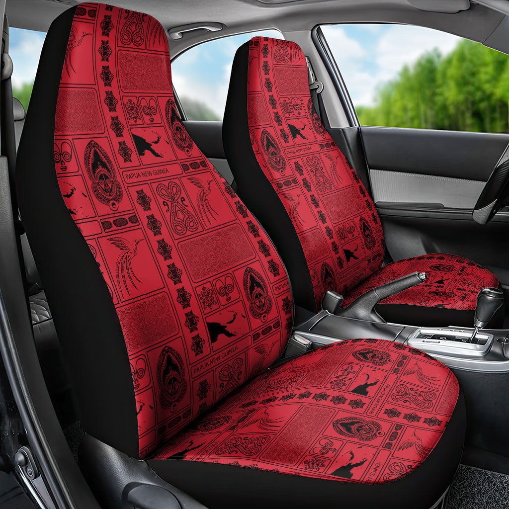 Papua New Guinea Heritage Motif Car Seat Cover Red Version