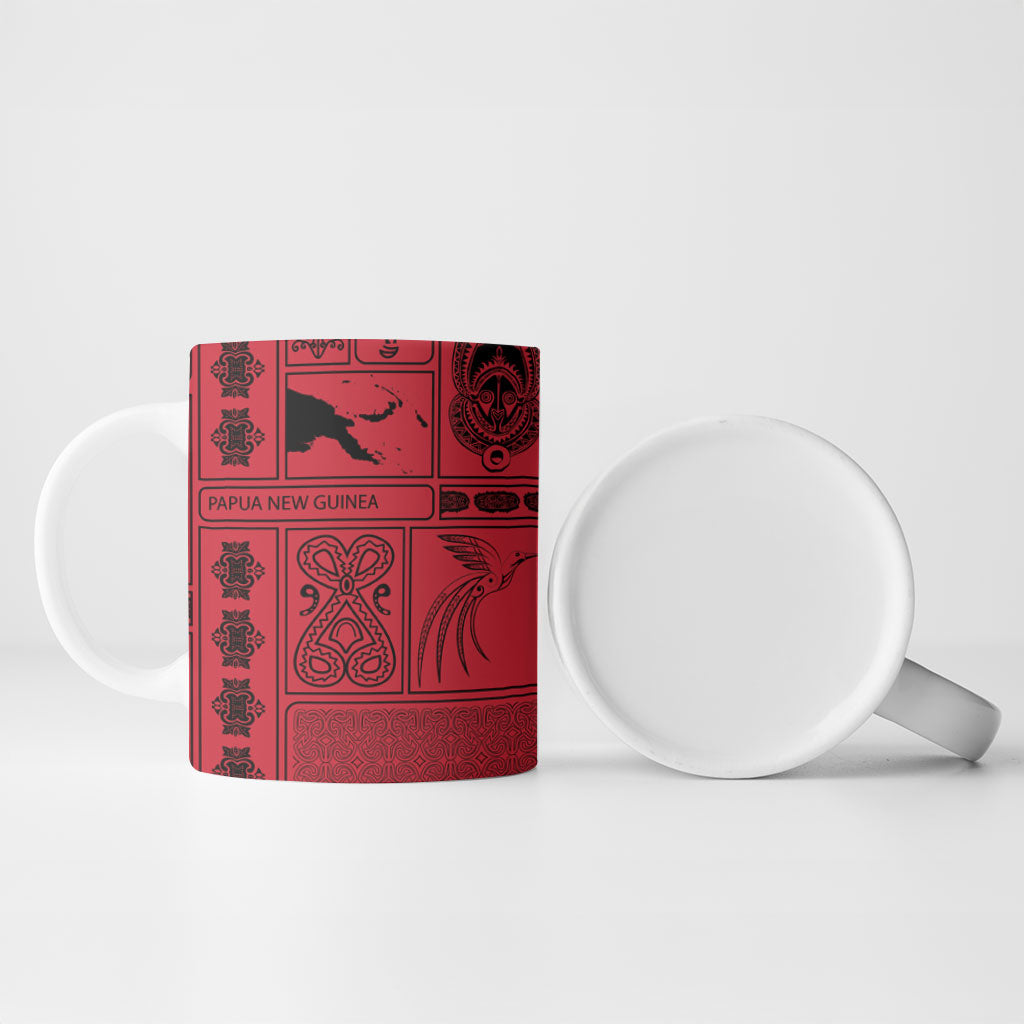 Papua New Guinea Heritage Motif Ceramic Mug Red Version