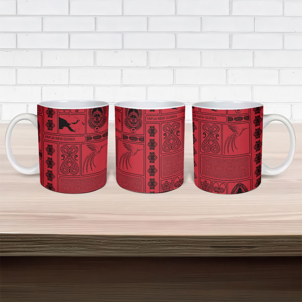 Papua New Guinea Heritage Motif Ceramic Mug Red Version