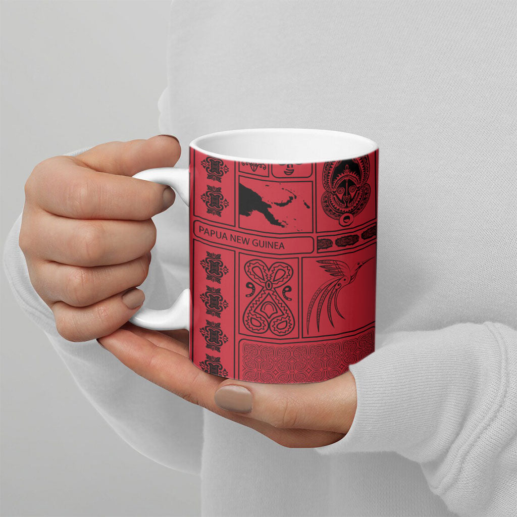 Papua New Guinea Heritage Motif Ceramic Mug Red Version