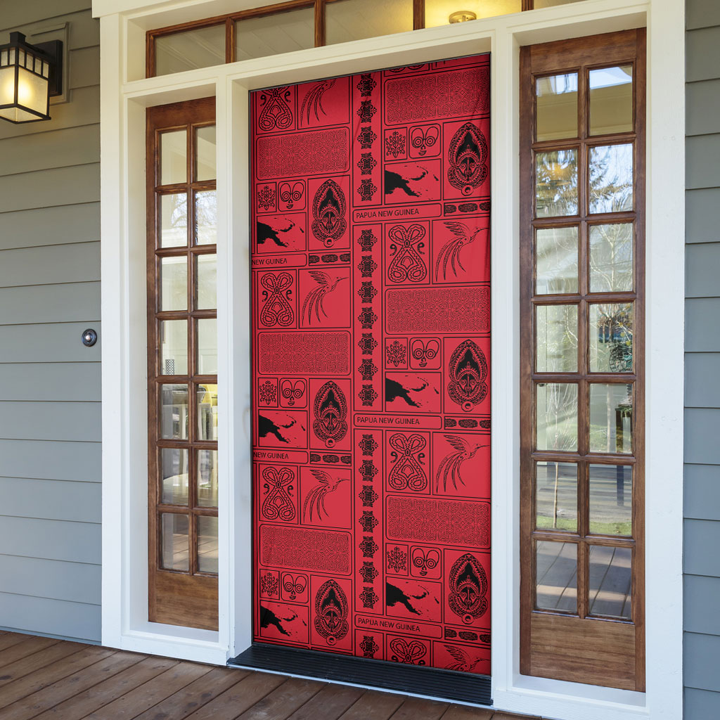 Papua New Guinea Heritage Motif Door Cover Red Version