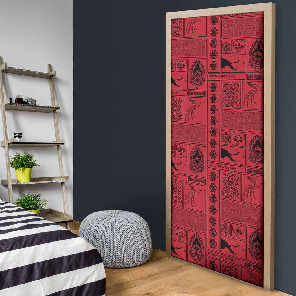 Papua New Guinea Heritage Motif Door Cover Red Version