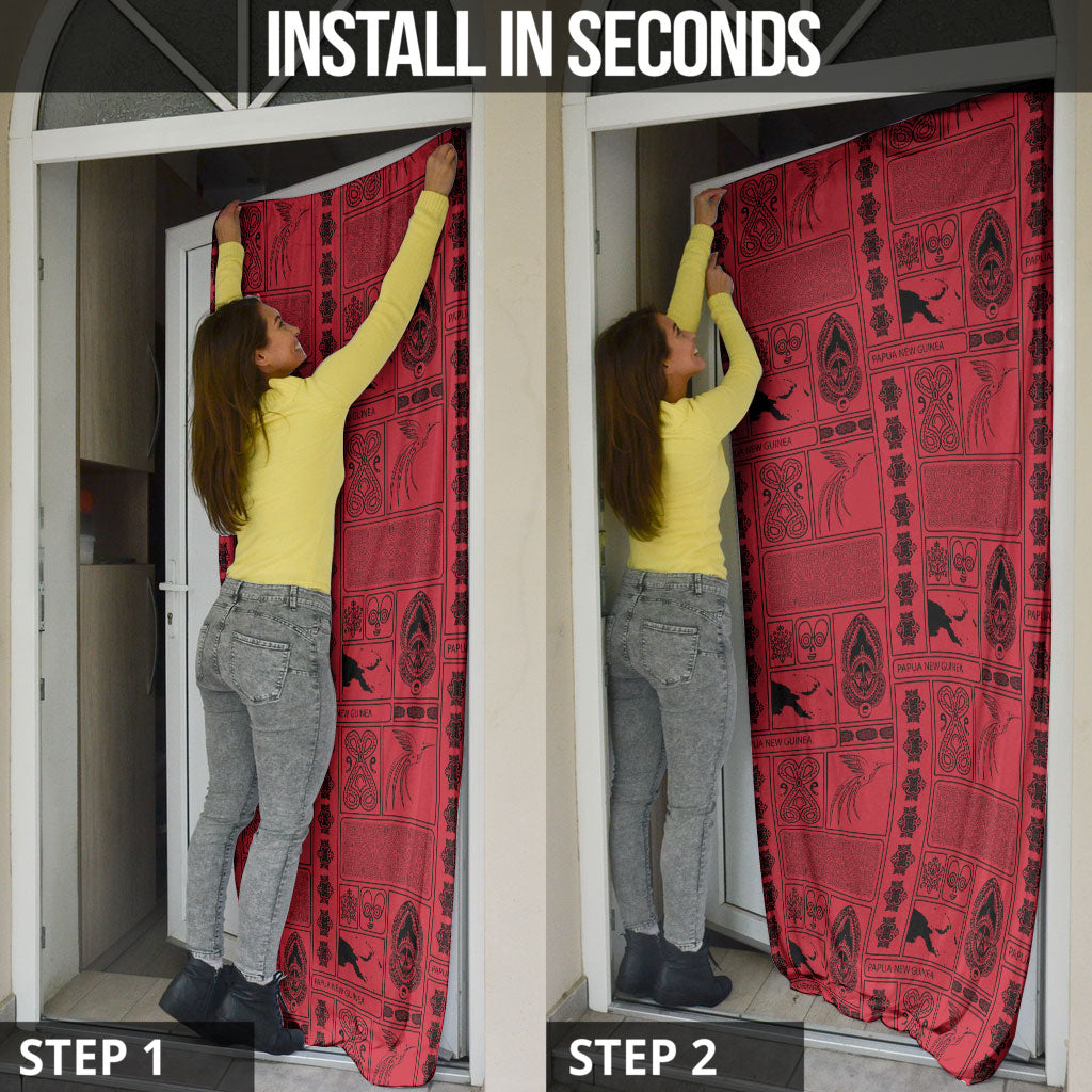 Papua New Guinea Heritage Motif Door Cover Red Version