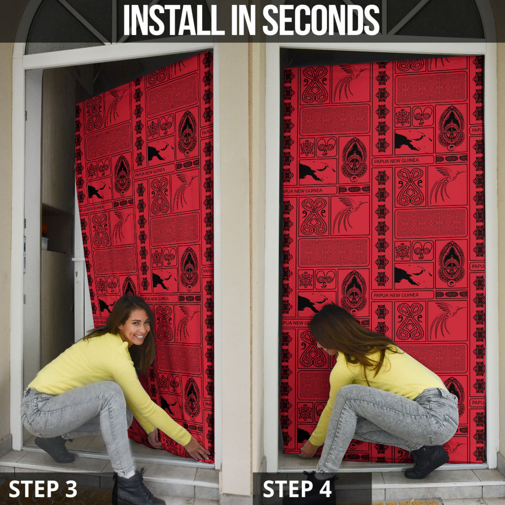 Papua New Guinea Heritage Motif Door Cover Red Version